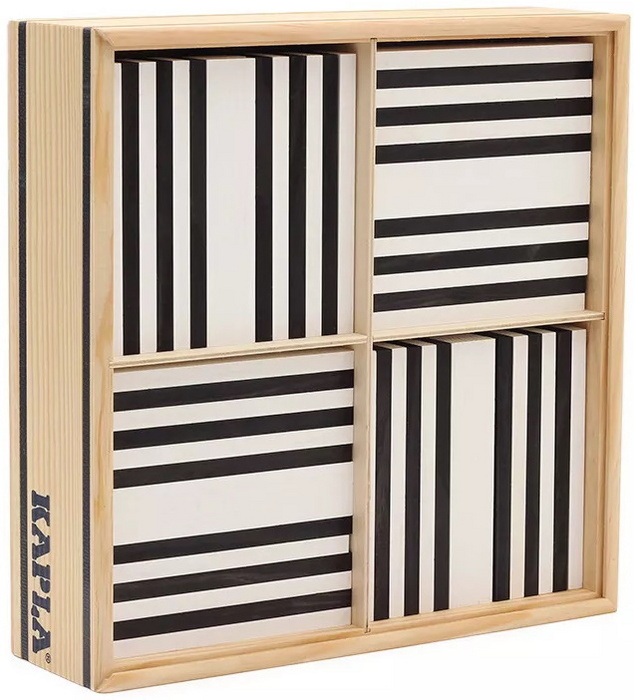 Kapla jeu de planches en bois 100 pièces noir et blanc kapl172127