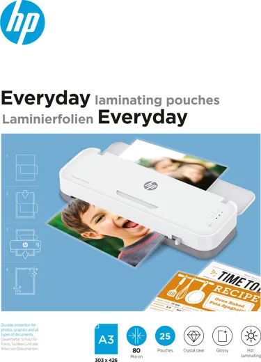 HP Everyday Laminating Pouches, A3, 80 Micron