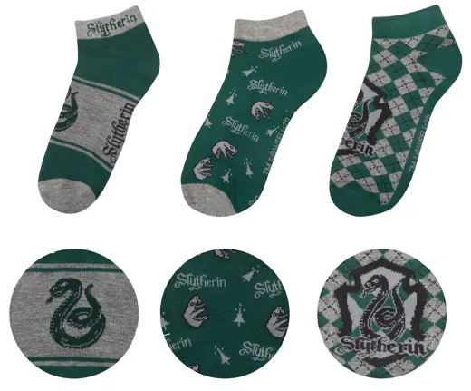 Harry Potter : socquettes Slytherin [3 paire]