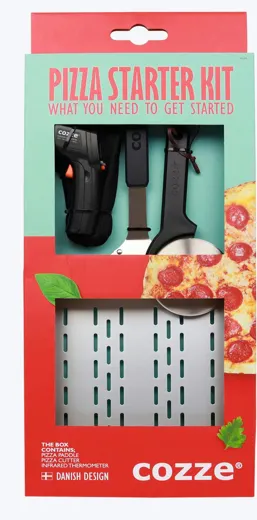 Cozze Starter-Set 3 Stück: Pizzaschaufel, Thermometer und Pizzaschneider