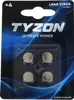 Tyzon 1.5V LR44/V13GA Alkaline-Knopfzellenbatterien 4er Pack