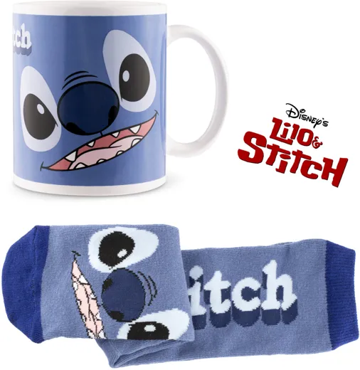 Stitch Geschenkeset 3 Tasse 350 ml mit Socke