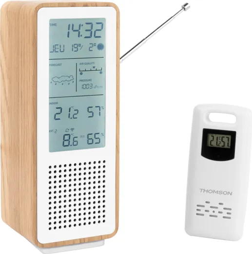 Thomson: Speaker + Weather Station WS102 - white/wood