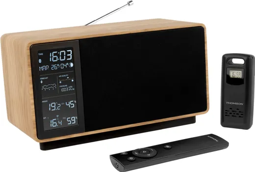Thomson: Speaker + Weather Station WS202 - black/wood