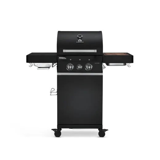Burnhard FRED Jr Deluxe Gasgrill 2-Brenner Black Edition, Gusseisen Grillrost