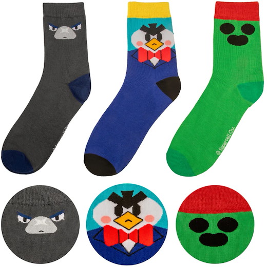 Brawl Stars: Spike, Crow + Mr. P - Socks [3 pairs]