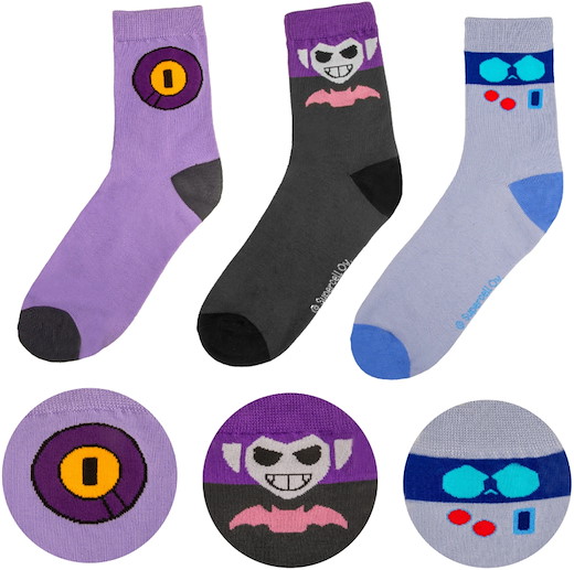 Brawl Stars: 8-Bit, Rico + Mortis - Socks [3 pairs]