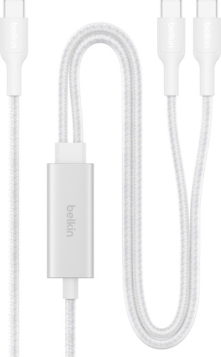 Belkin Boost Charge Pro Braided USB-C to Dual USB-C Cable 1.5m [140W] - white