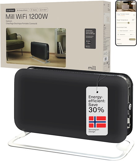 Mill WiFi Portable Heater 1200W - black